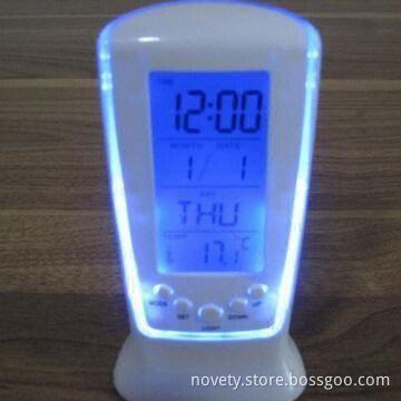 Multi-function Desktop Clock with Blue Background Light